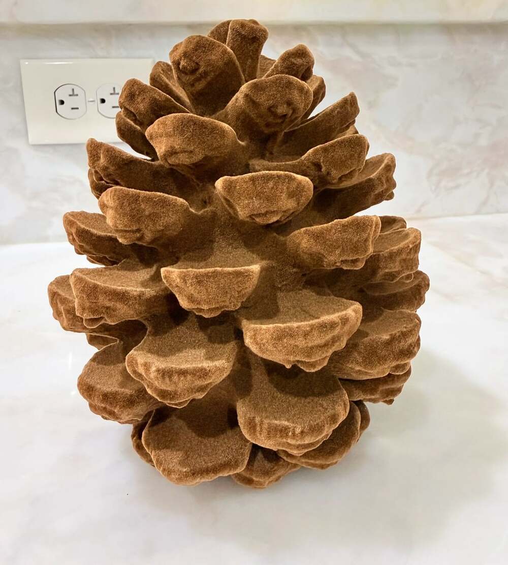 Ashland Brown Velvet Pine Cone Tabletop Decor 7 Inch